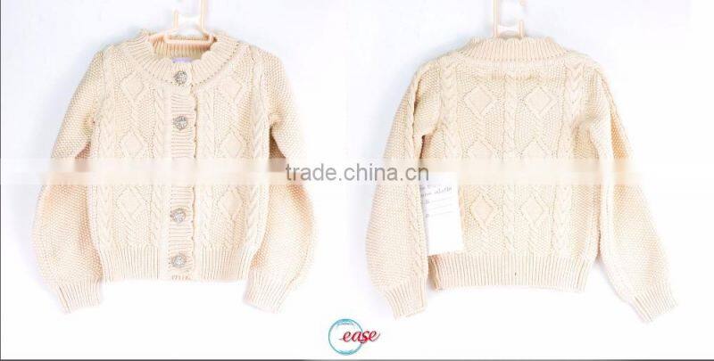 Baby pure color Knitted cardigan sweater with carton pattern