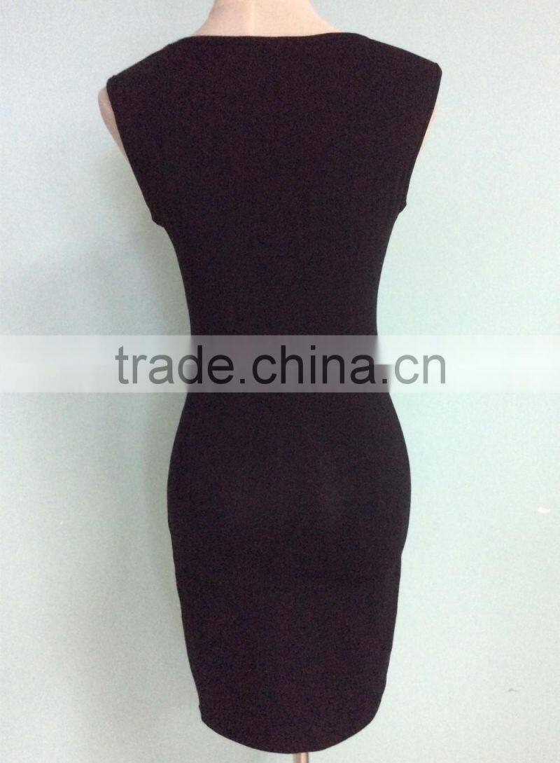 cheapsale china supplier summer ladies solid black fancy casual fashion skinny dresses