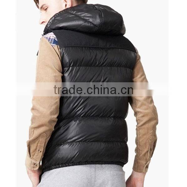 2015 New Fashion Man Outdoor Portable Down Vest With Hoodie