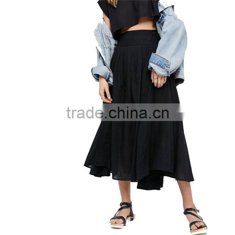 2017 OEM Irregular Black Umbrella-shaped High Waisted Maxi Skirt