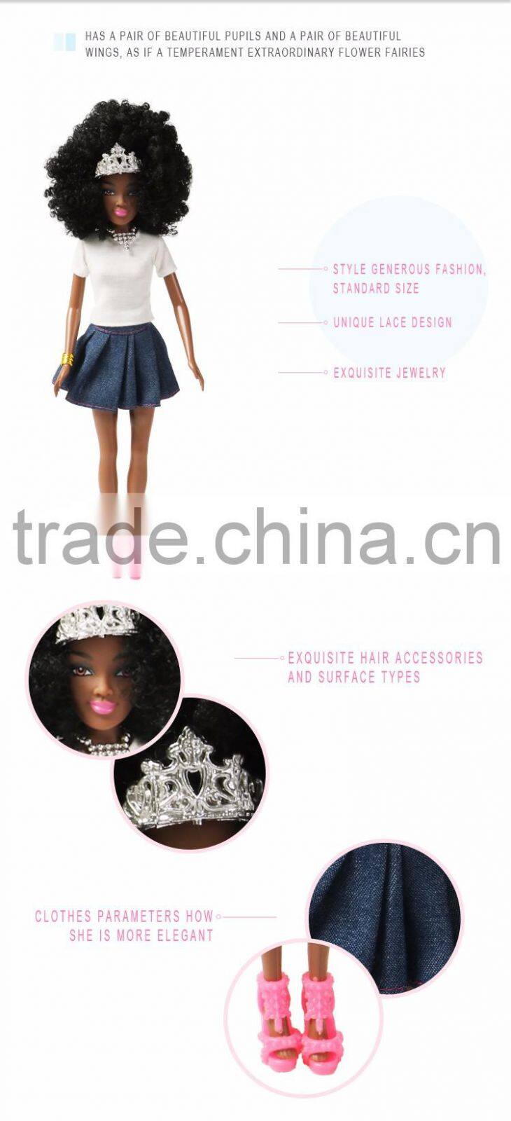 2017 hot selling high quality custom 11.5 inch fashion african blythe bjd black girl doll