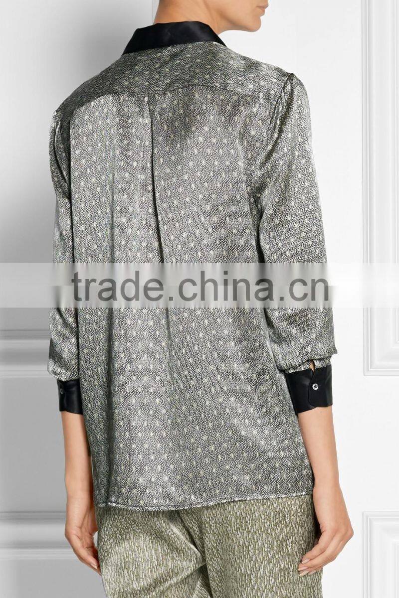 2017 Newest arrive all over printed 100% silk comfortable sleep wear