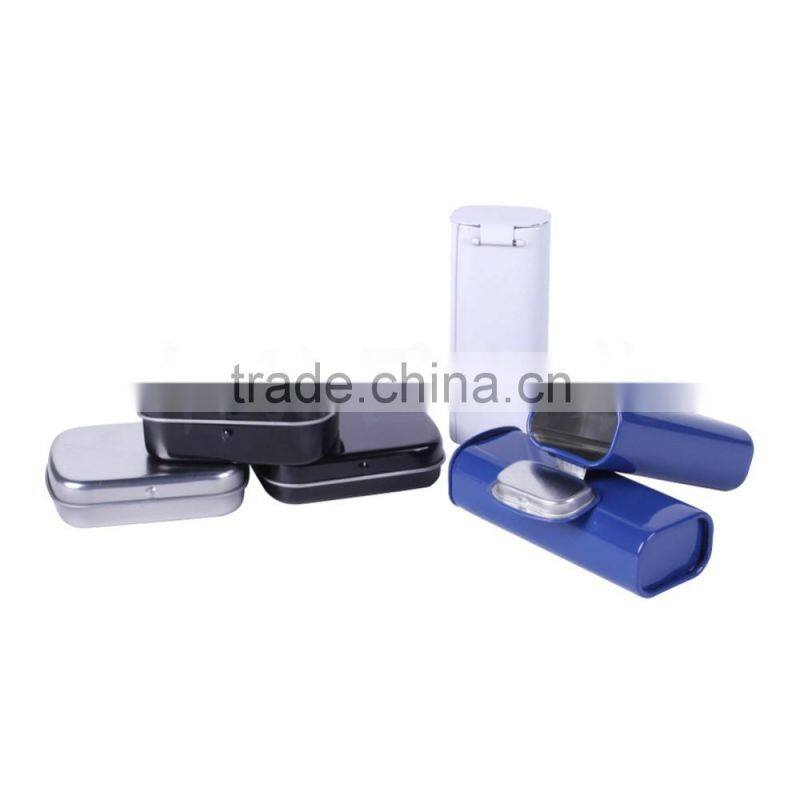 R1841H Rectangle sliver metal hinged tin containers for candy chewing gum