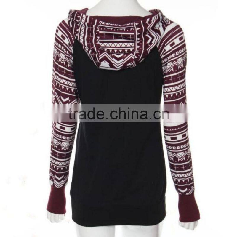 Oversized Women Fashion contrast color Pullover Sweatshirt Hooded Top Hoodie