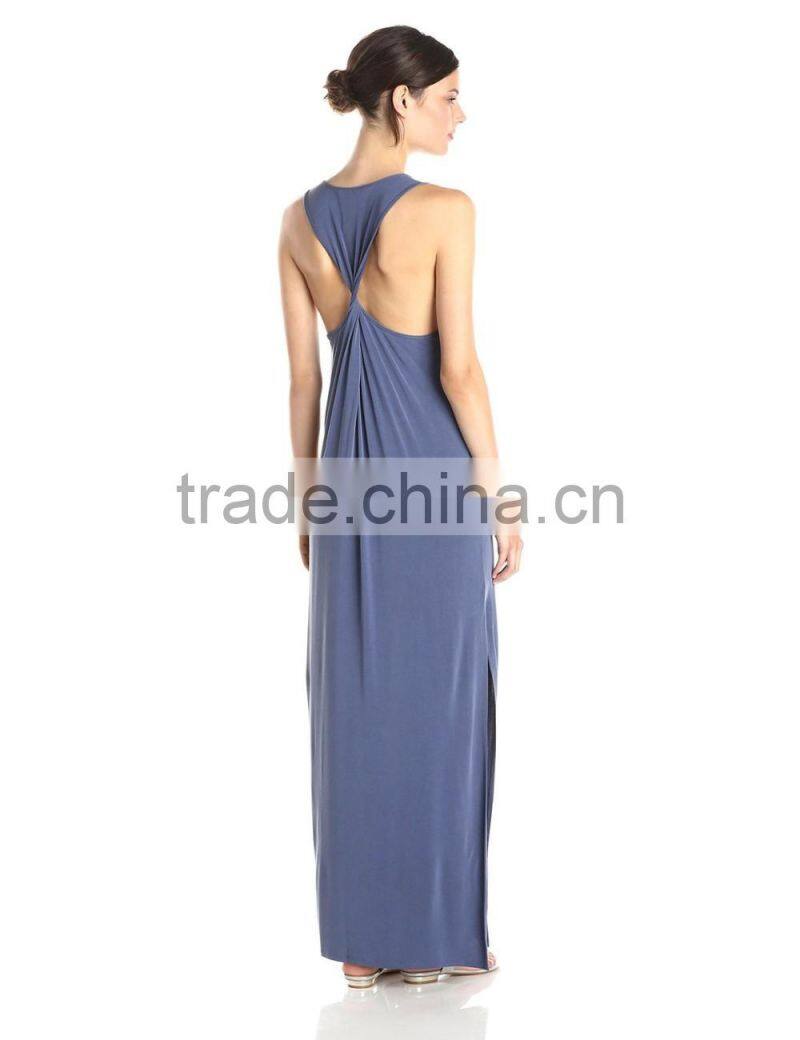 Women's Twisted Back Tank Cotton/Spandex Long Maxi Dress