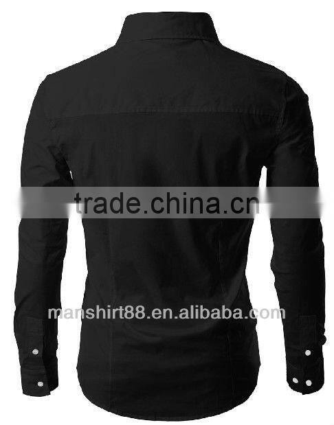 2017 Custom Double Buttons Slim Fit Dress Shirt for men