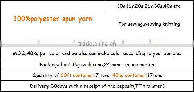 china polyester spun yarn pure virgin wholesale for knitting
