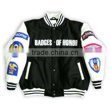 man embroidery leather jacket