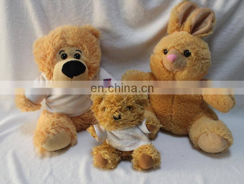 cute plush teddy bear with polyester printable T-shirt for sublimation