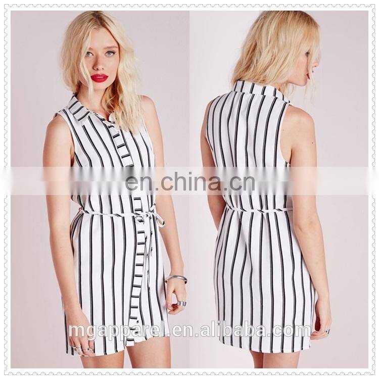 ladies modern sexy chic monochrome striped secretary shirt dresses