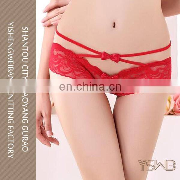 2016 fashion design lady breathable red lace thong panties
