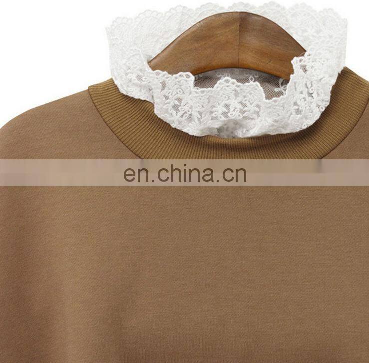 New Ladies Casual Sport Tops Plain Hoody Girls Lace Sweatshirt Jacket Plus Size