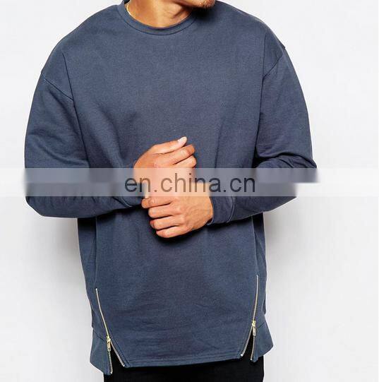 Alibaba Wholesale Custom Men's Plain Crewneck Zipper Oversized Sweatshirts/Sweatclothing