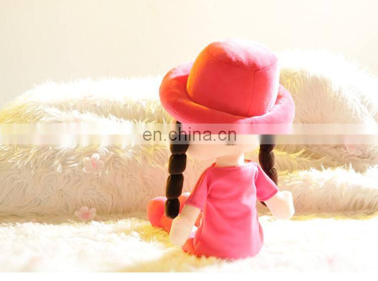Girl doll custom desig plus toy ball jointed doll woven fabric, with knit and crochet fabrics