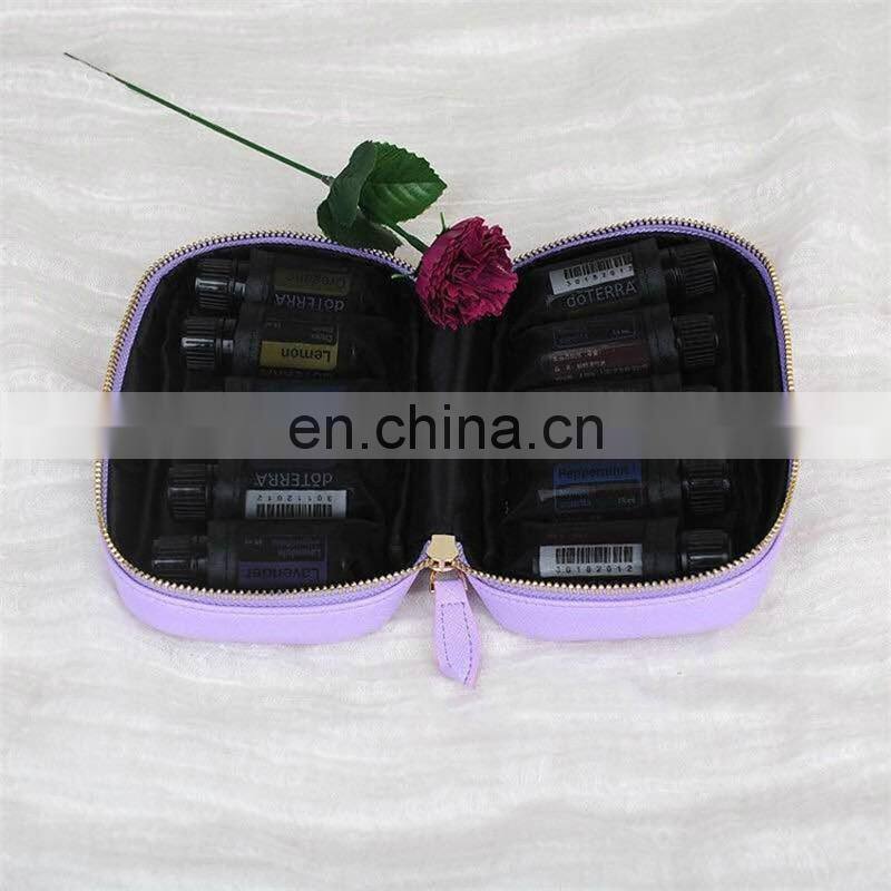 Multifunctional leather carrying 10 bottles corduroy essential oil bag in cosmetic bag promotion real manufacturer zhejiang Chin