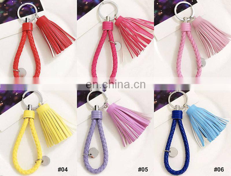 Marvel Custom Colorful Blank Pu Leather Tassel Key Chain Metal Ring Holder Keychain With Logo