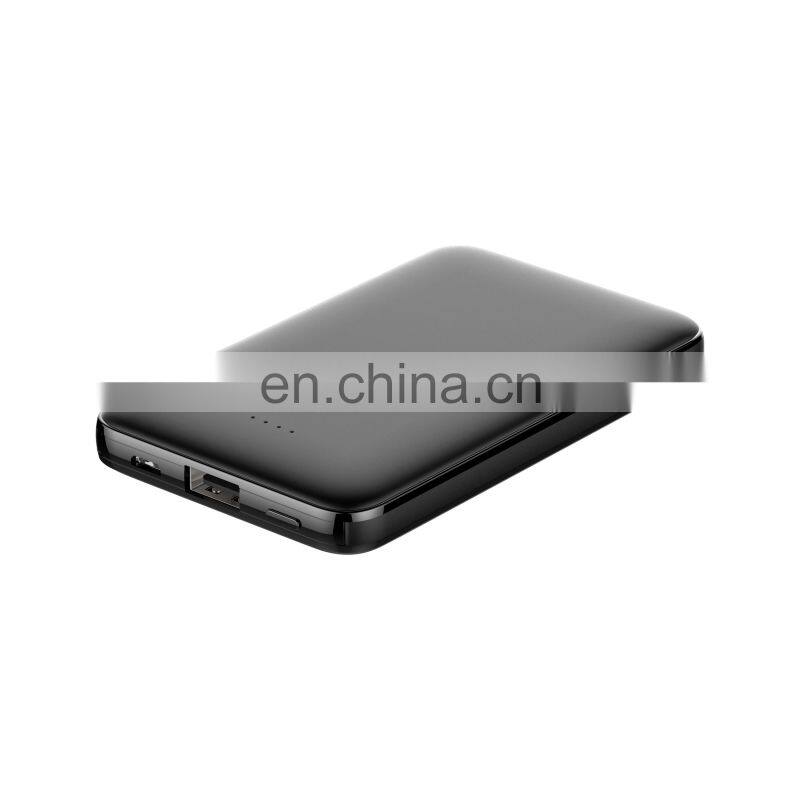 New special dual-port Mini 5000mAh portable power bank with built-in charging cable