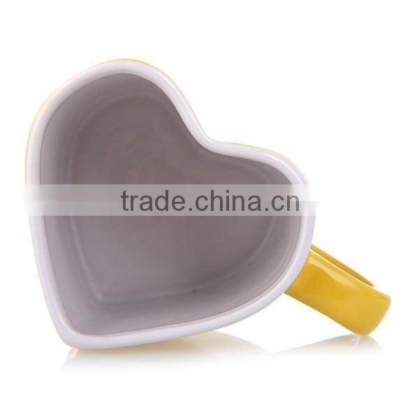 Custom promotional heart shape ceramic couple mug