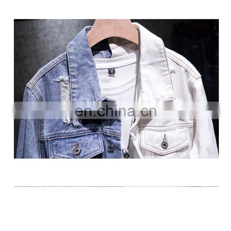 ustomized plus size men's jackets Korean style slim casual color matching male hip-hop denim jacket