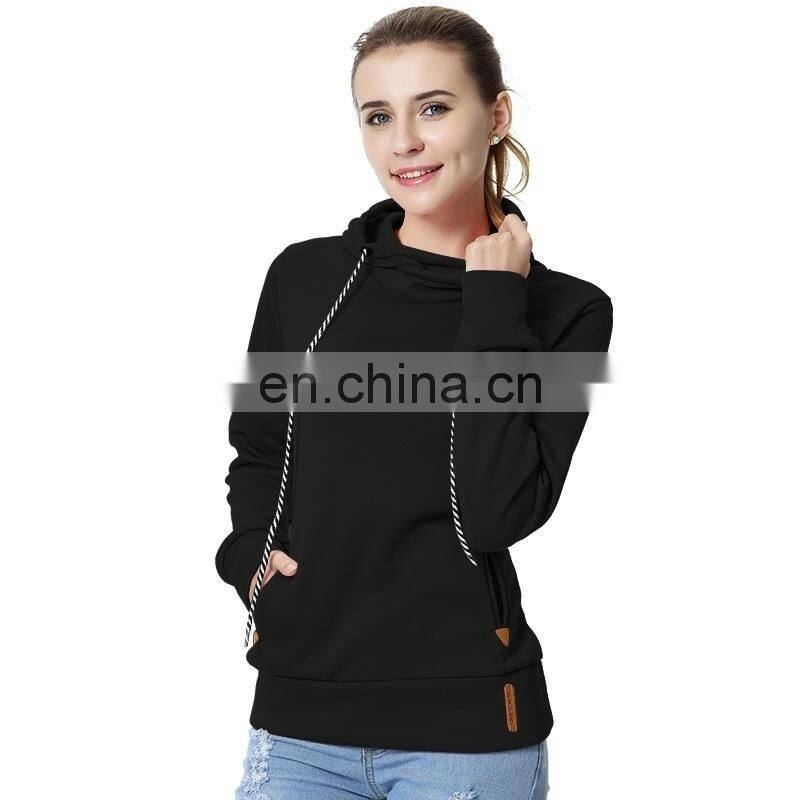 Wholesale custom women's hooded sweater long sleeve casual loose sports pure color hoodie Casual and comfortable
