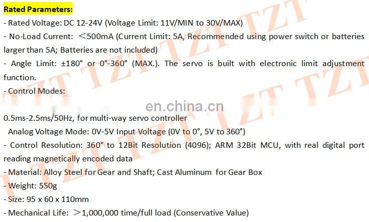 ASME-MRB High Torque Servo DC12-24V 380kg.cm 360 Degree Non-Contact Magnetically Encoded Servo