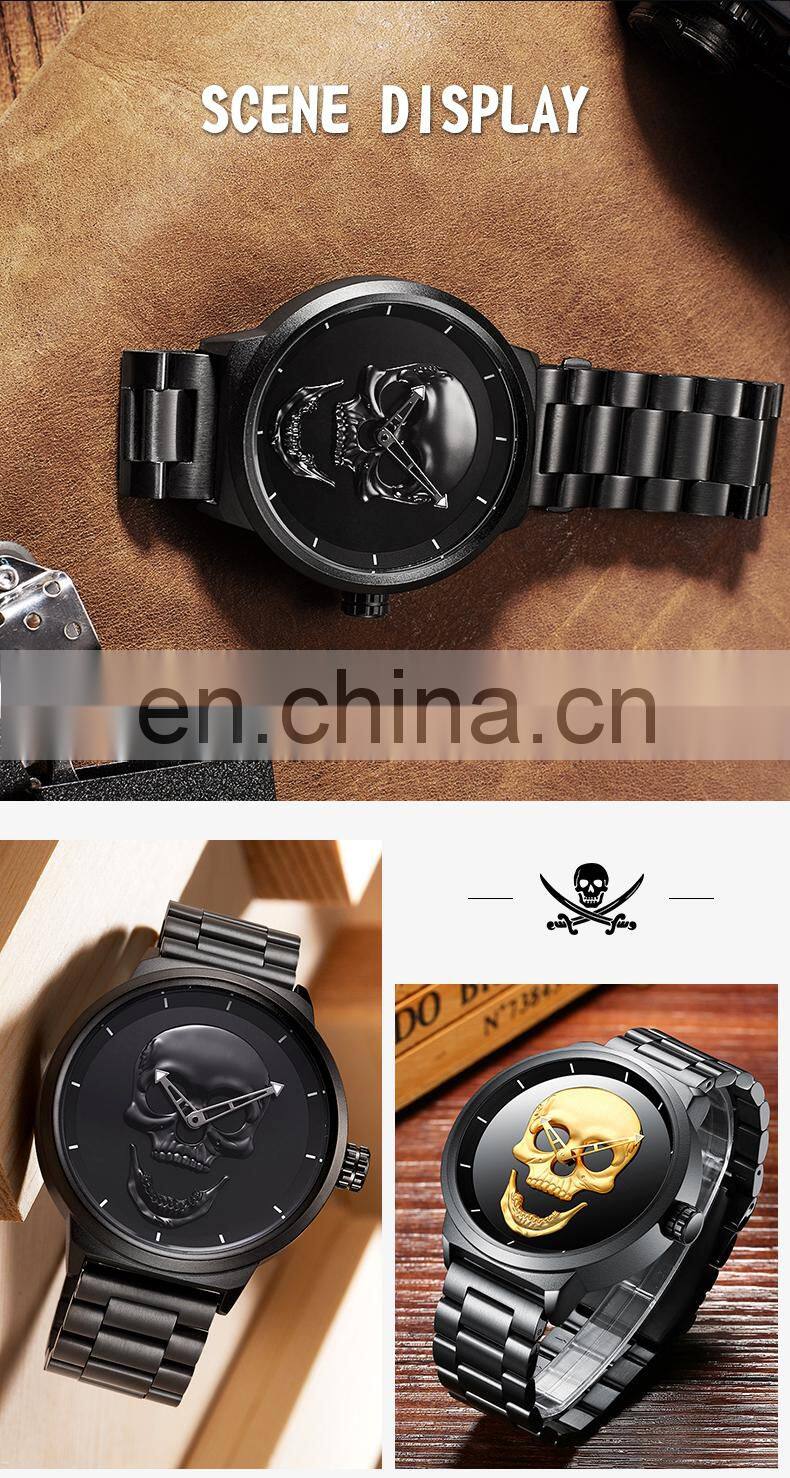 Biden 0063 Original Men Japanese Quartz Wrist Watches Stainless Steel Skull Analog Water Resistant Brand Luxury Men Watch