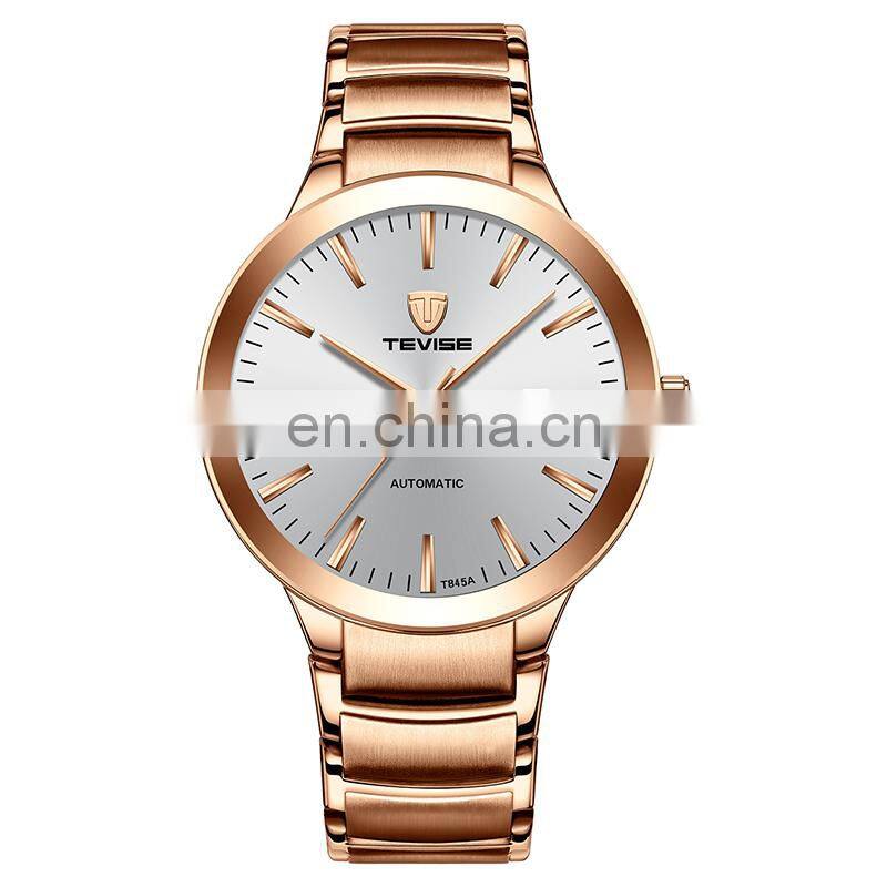 TEVISE t845a Mens Business Auto Date Watches Luxury Automatic Mechanical Stainless Steel Male Wristwatch
