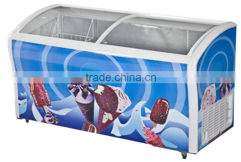 energy saving chest freezer glass door, ice cream freezer