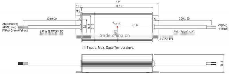 HB HLG 120W 36V Meanwell led driver Waterproof led power supply