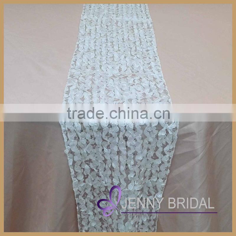 TR014C wholesale cheap modern white sequin wedding table runner