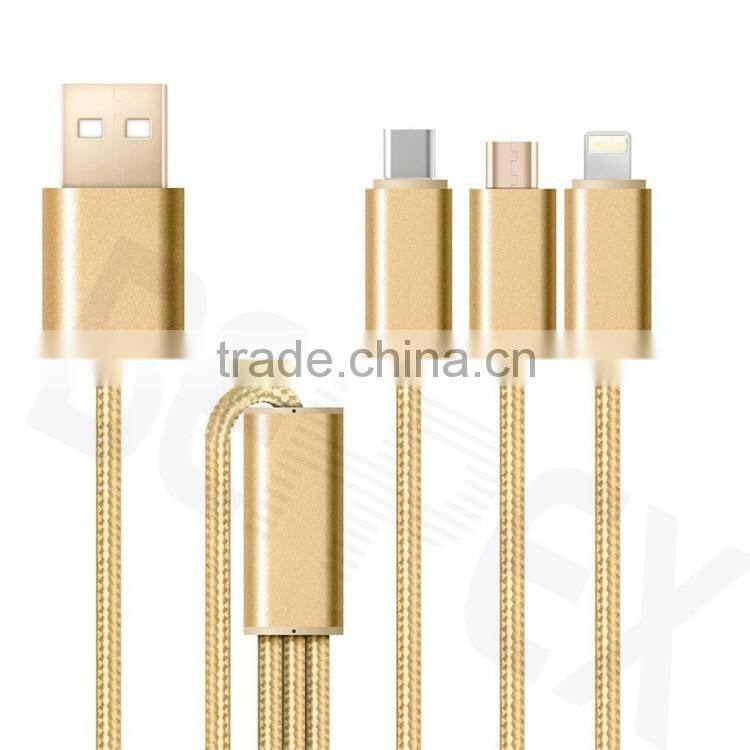 3-in-1 Micro USB + USB C + 8 pin USB Cable Bulk