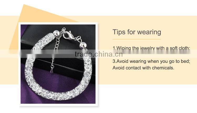 Alloy with crystal 18k white gold jewelry bracelet