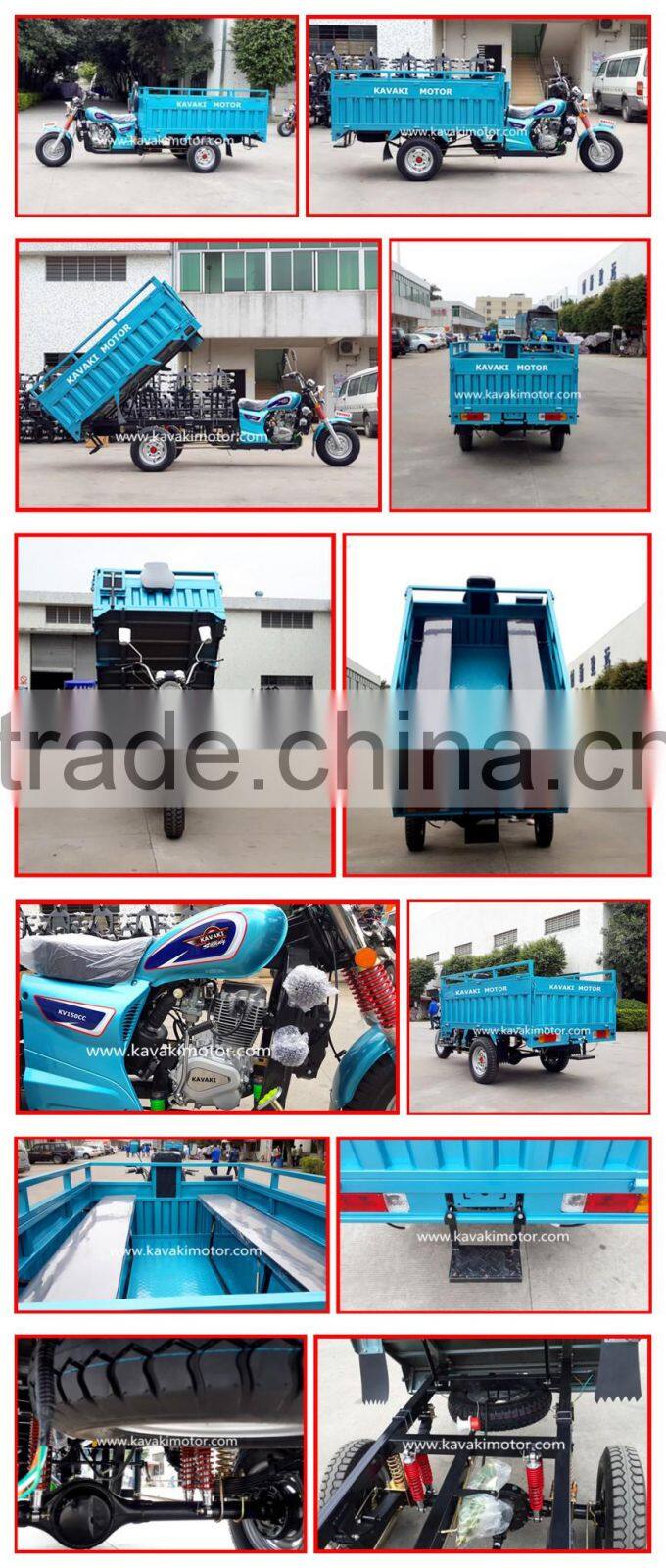 200cc Lifan Air Cooling System Double Rear Wheeler Motor Tricycle Passenger Type With Passenger Back Rest