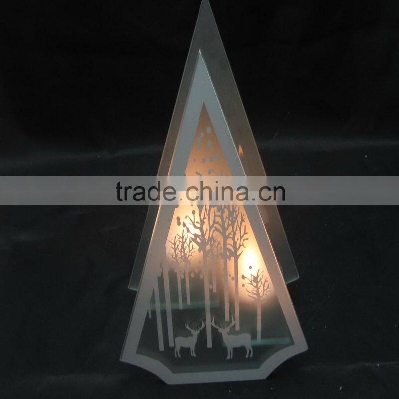 2016 cheapest wholesale glass christmas tree candle holder