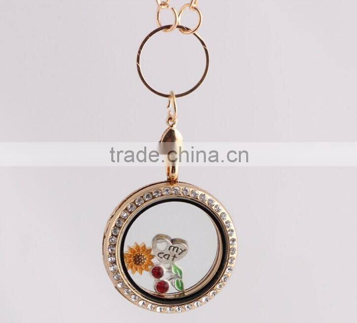 2015 new arrival colorful heart shaped floating lockets necklace