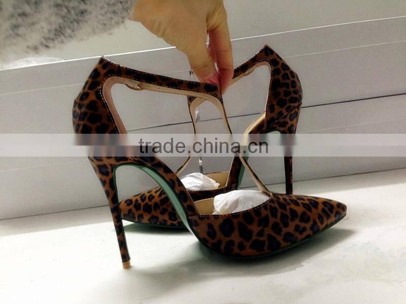 Catwalk New Arrival Leopard Patent Leather 120mm High Pointed Toe Stiletto J-String Shoes Women