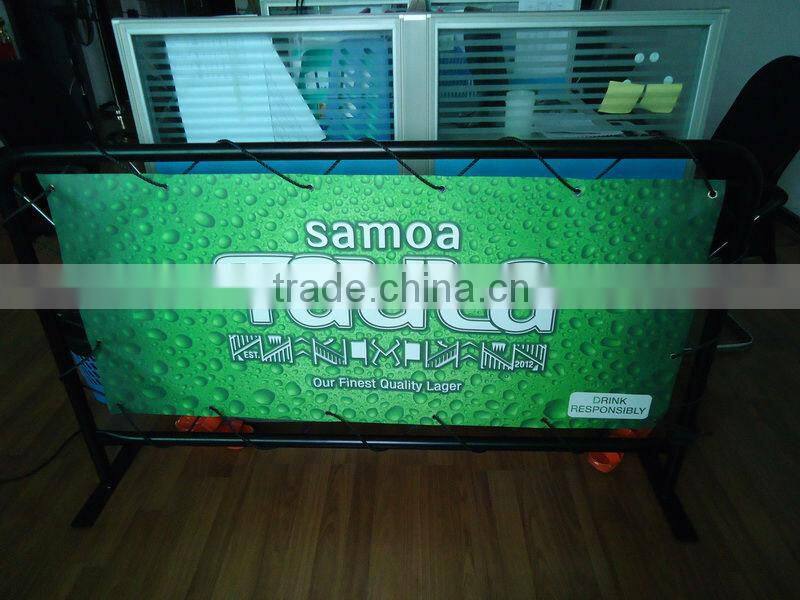 Beer promotion advertising street barrier with nylon belt lacing