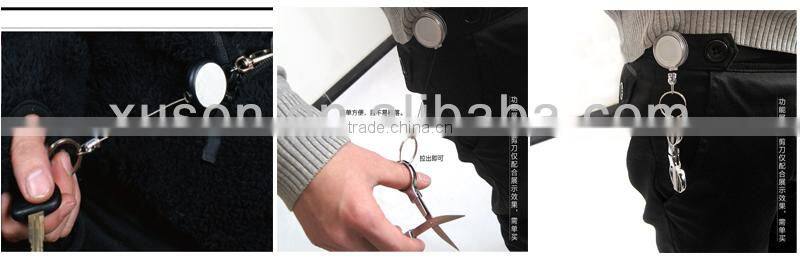 Double pulling plastic retractable badge holder with epoxy dome logo yoyo for business