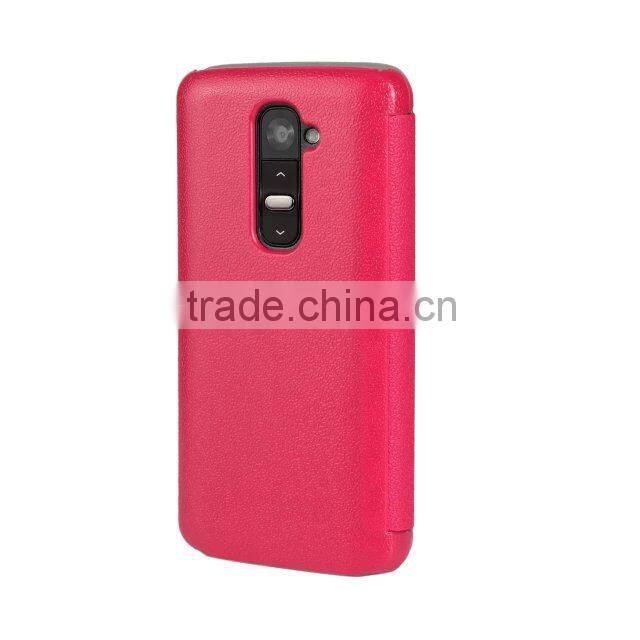 Low price Wallet flip Litchi pattern PU case cover for LG G2