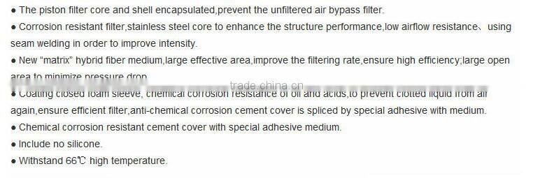 132 Nm3 per min for air dryer screw air compressorair air filter manufacturer