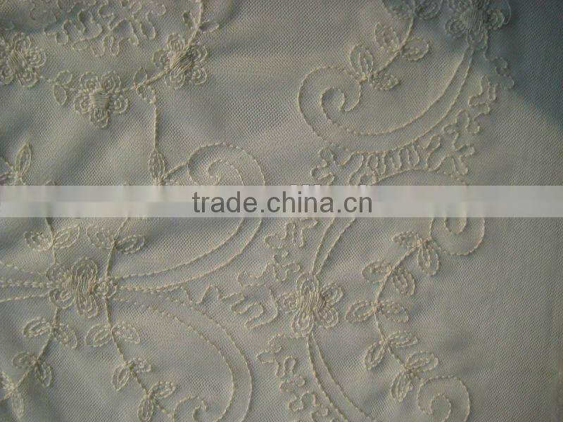 nylon cotton embroidered net fabric