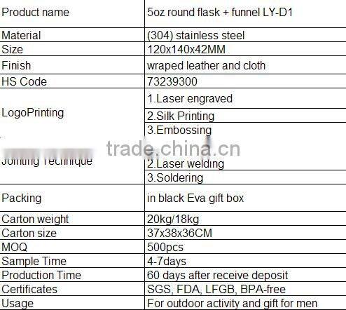 Promotional hip flask gift set with funnel