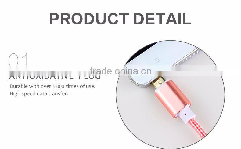 25CM Mini Nylon Metal Micro USB Cable Colorful Mobile Phone Cable for iPhone/Android/Type C