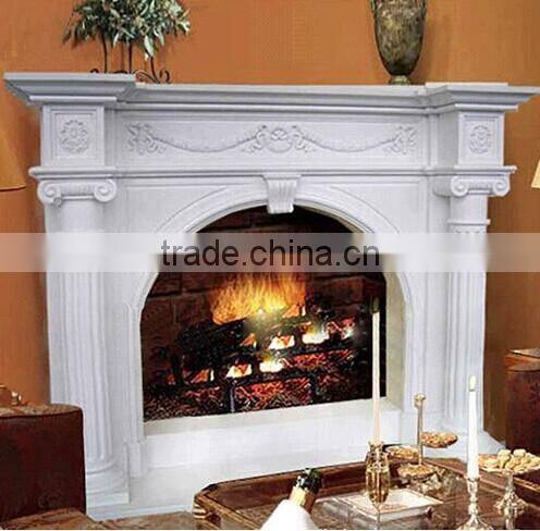 Modern Freestanding Carved Marble Fireplace