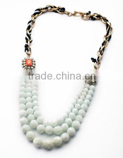 Triple strand white bead necklaces summer jewelry