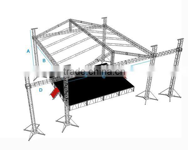 6 pillars outdoor aluminum stage with shade roof