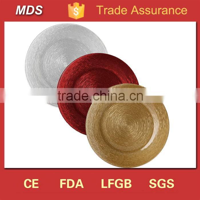 Elegant waved turkish red clear glass charger plates