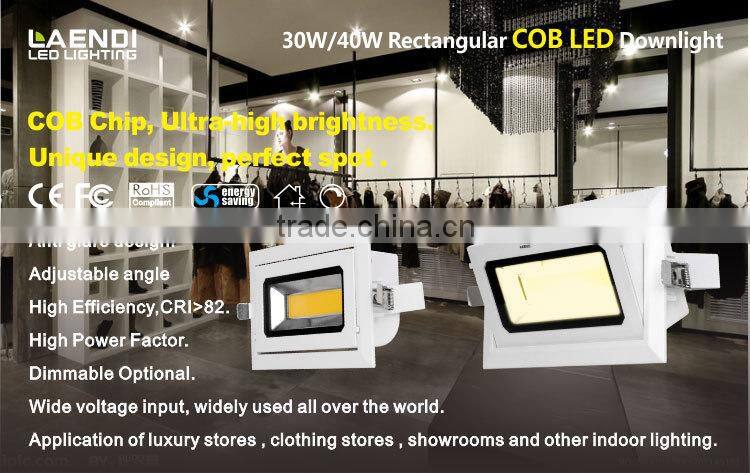 Square LED Downlight COB chip rotatalbe high lumens 30W with CE ROHS FCC