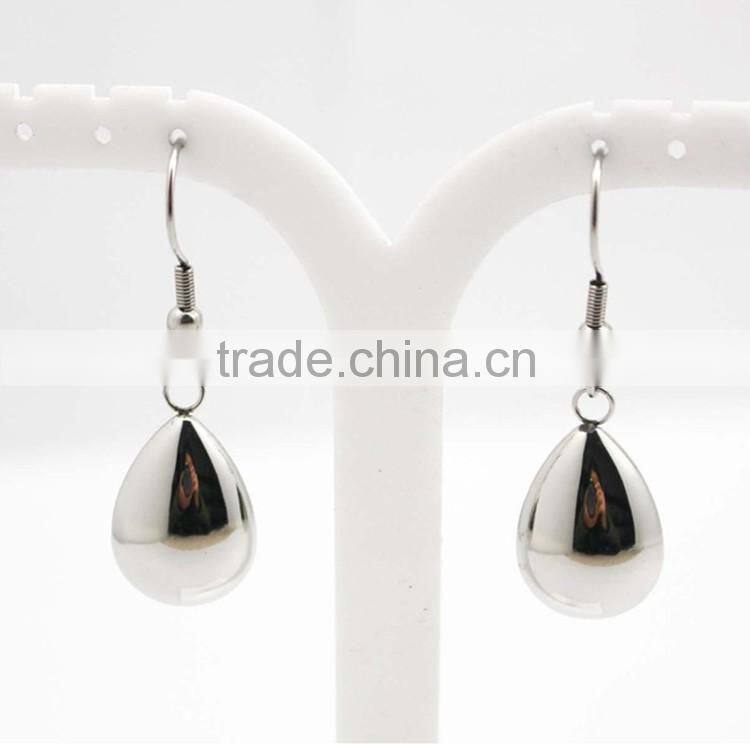 Two Tone Simple Long Stainless Steel Flower Drop Earring