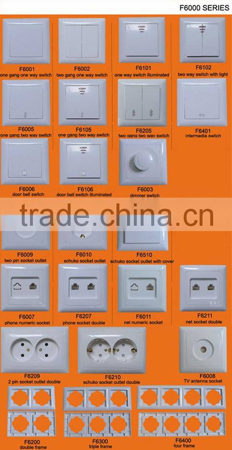 European style flush mounting one gang one way wall switch with light (F6101)